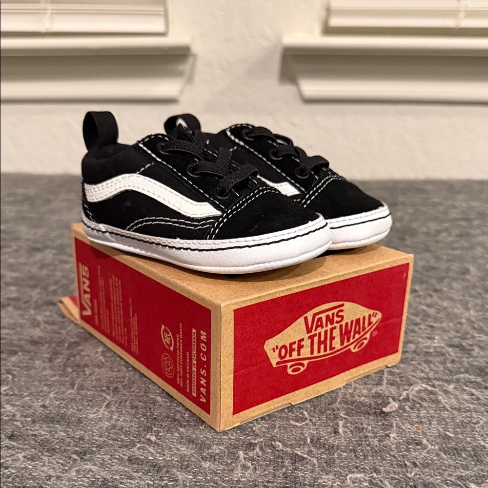 Vans Kids Black and White Classic Skate Sneakers